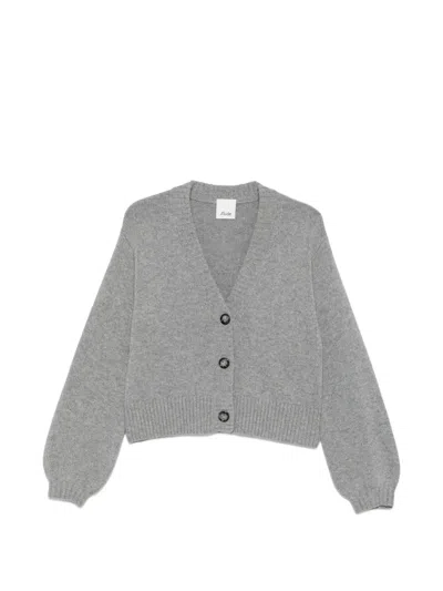 Allude V-neck Knitted Cardigan In Gray