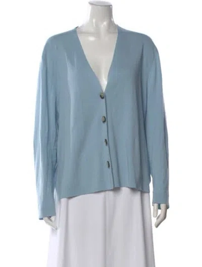 Pre-owned Allude V-neck Long Sleeve Top In Blue