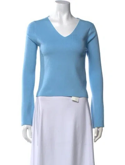 Pre-owned Allude V-neck Long Sleeve Top W/ Tags In Blue