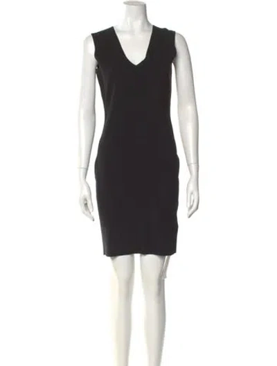 Pre-owned Allude V-neck Mini Dress In Black