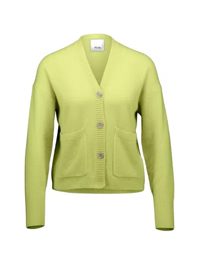 Allude V-neck Patch-pocket Cardigan In Green