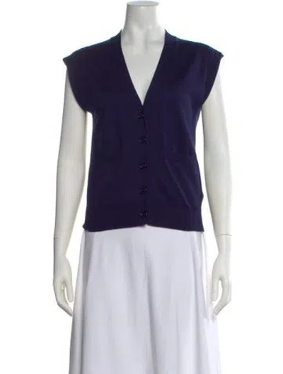 Pre-owned Allude V-neck Sweater In Blue