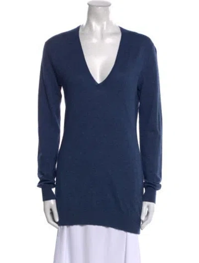 Pre-owned Allude V-neck Sweater In Blue