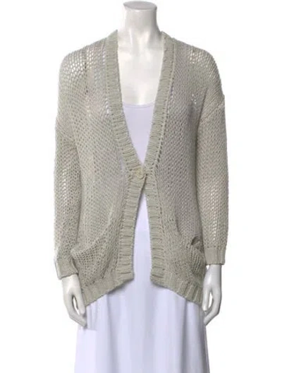 Pre-owned Allude V-neck Sweater In Gray