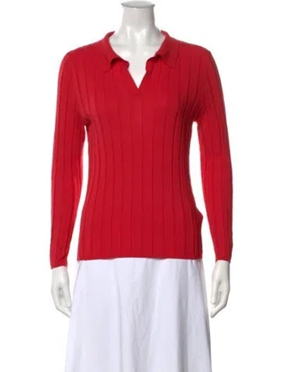 Pre-owned Allude V-neck Sweater In Red