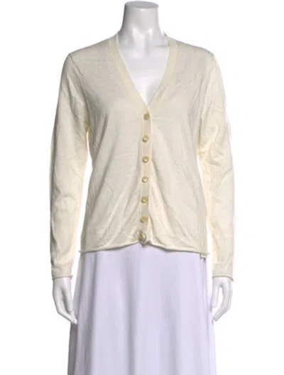 Pre-owned Allude V-neck Sweater In White