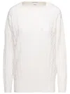 Allude White Cable-knit Sweater In White