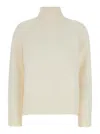 ALLUDE WHITE HIGH NECK SWEATER IN WOOL AND CASHMERE WOMAN