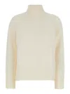 Allude Cashmere High Neck Pull In White
