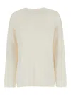 Allude White Relaxed Crewneck Sweater In Cashmere Woman In White