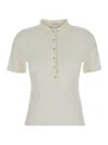 Allude White Sweater With Classic Collar And Button Closure In Wool Woman In White