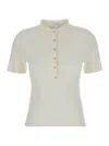 Allude White Sweater With Classic Collar And Button Closure In Wool Woman In White