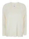 ALLUDE WHITE jumper WITH V NECK IN WOOL WOMAN