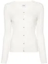 Allude Ribbed-knit Virgin Wool Cardigan In White