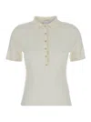 Allude White Sweater With Classic Collar And Button Closure In Wool Woman In White