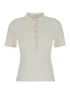 Allude White Sweater With Classic Collar And Button Closure In Wool Woman