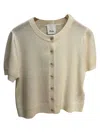 Allude Women's Short Sleeve Cardigan In Fleur De Sel In Multi