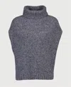 Allude Women's Sleeveless Turtleneck Sweater In Denim Blue In Gray
