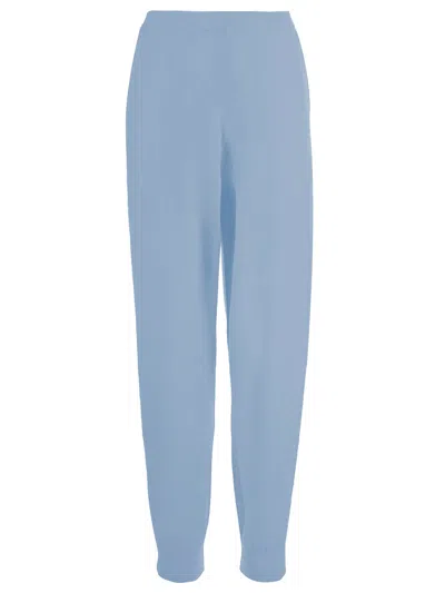 Allude Wool And Cashmere Blend Pants With Elasticated Edges In Blue