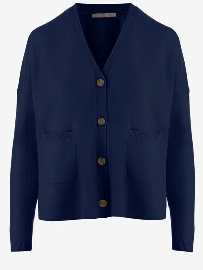 Allude Wool And Cashmere Cardigan In Blue