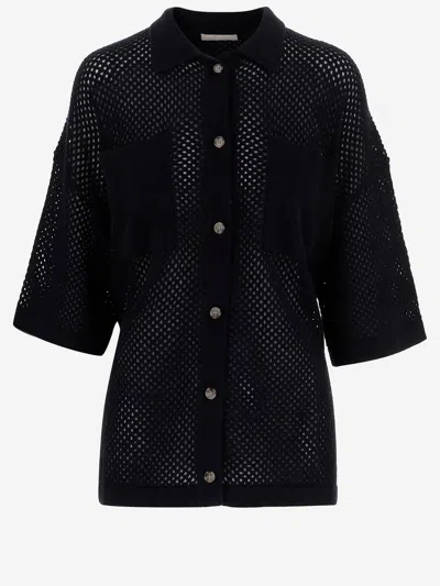 Allude Wool And Cashmere Cardigan In Black