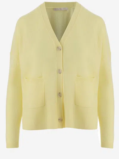 Allude Wool And Cashmere Cardigan In Yellow