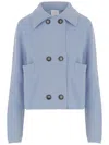 Allude Wool And Cashmere Double-breasted Jacket With Classic Collar In Blue