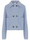 Allude Wool And Cashmere Double-breasted Jacket With Classic Collar In Blue