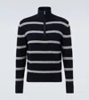 Allude Wool And Cashmere Half-zip Sweater In Blue
