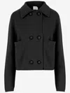 Allude Wool And Cashmere Jacket With Structured Collar And Double-breasted Closure In Black