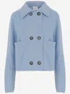 Allude Wool And Cashmere Double-breasted Jacket With Classic Collar In Blue