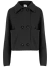 Allude Wool And Cashmere Jacket With Structured Collar And Double-breasted Closure In Black