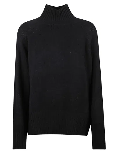 Allude Wool And Cashmere Mockneck Sweater In Black