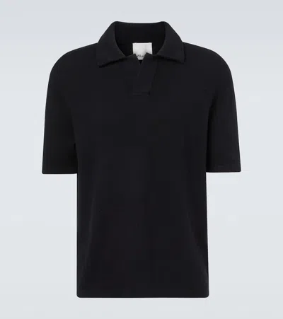 Allude Wool And Cashmere Polo Sweater In Black