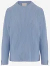 Allude Wool And Cashmere Ribbed Sweater In Blue