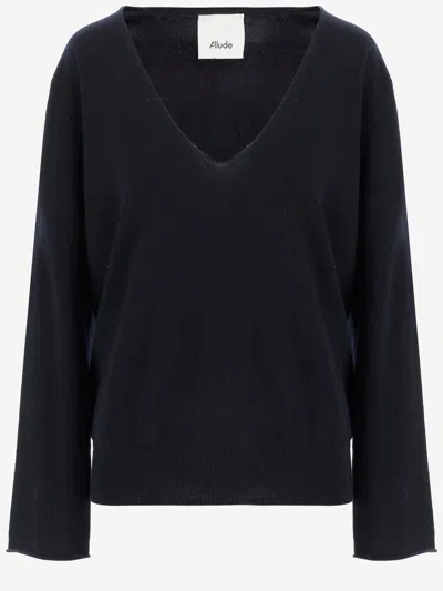 Allude Wool And Cashmere Sweater In Schwarz
