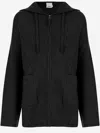 Allude Rib-knit Wool And Cashmere Sweatshirt With Adjustable Hood In Black