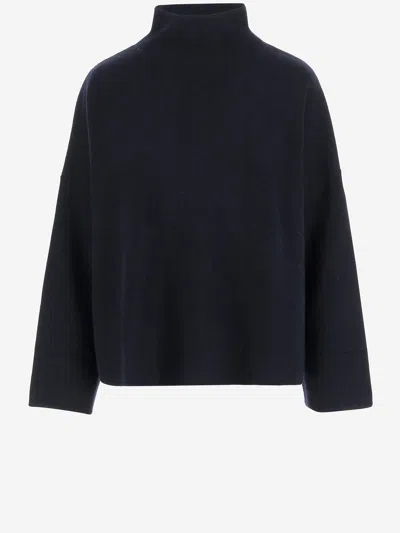 Allude High-neck Long-sleeves Sweater In Blue
