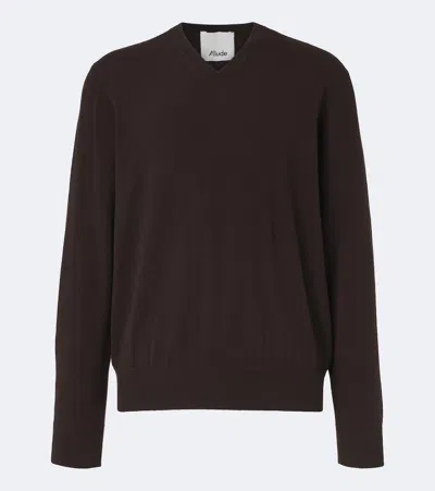 Allude Wool And Cashmere Sweater In Brown