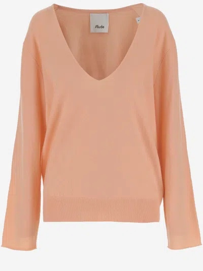 Allude Wool And Cashmere Sweater In Orange