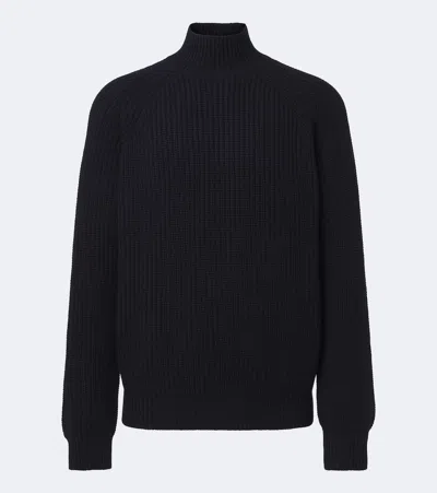 Allude Wool And Cashmere Turtleneck Sweater In Blau