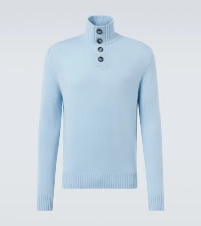 Allude Wool And Cashmere Turtleneck Sweater In Blue