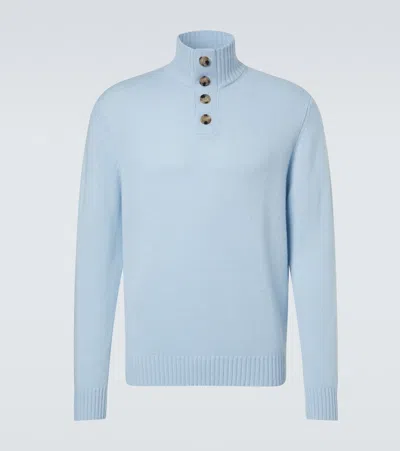 Allude Wool And Cashmere Turtleneck Sweater In Blue