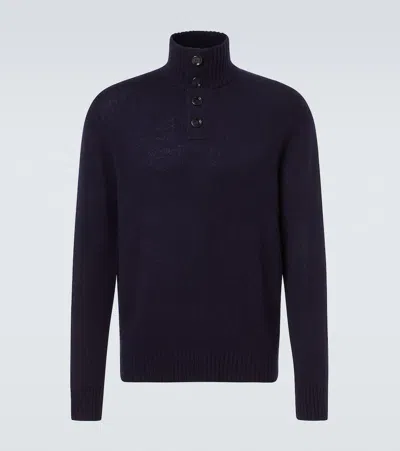 Allude Wool And Cashmere Turtleneck Sweater In Blue