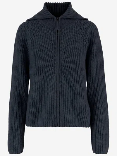 ALLUDE ALLUDE WOOL AND CASHMERE ZIP UP SWEATER