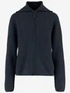 Allude Wool And Cashmere Zip-up Sweater In Blue