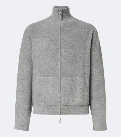 Allude Wool And Cashmere Zip-up Sweater In Grey