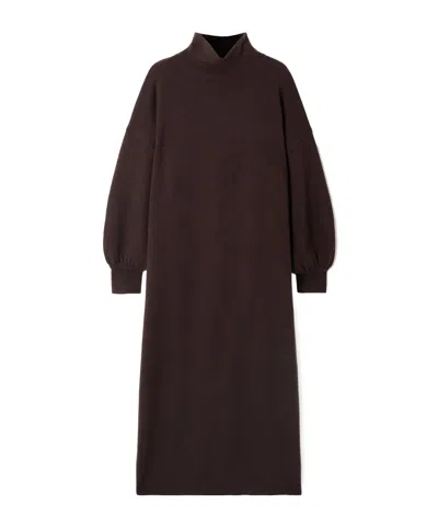 Allude Wool And Cashmere-blend Turtleneck Maxi Dress In Brown