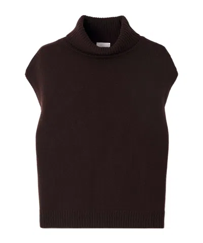 Allude Wool And Cashmere-blend Turtleneck Tank In Brown
