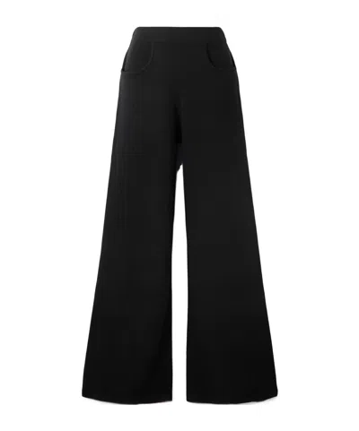 Allude Wool And Cashmere-blend Wide-leg Pants In Black